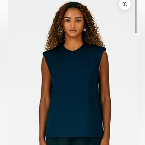 Tibi Padded Shoulder Sleeveless Top
